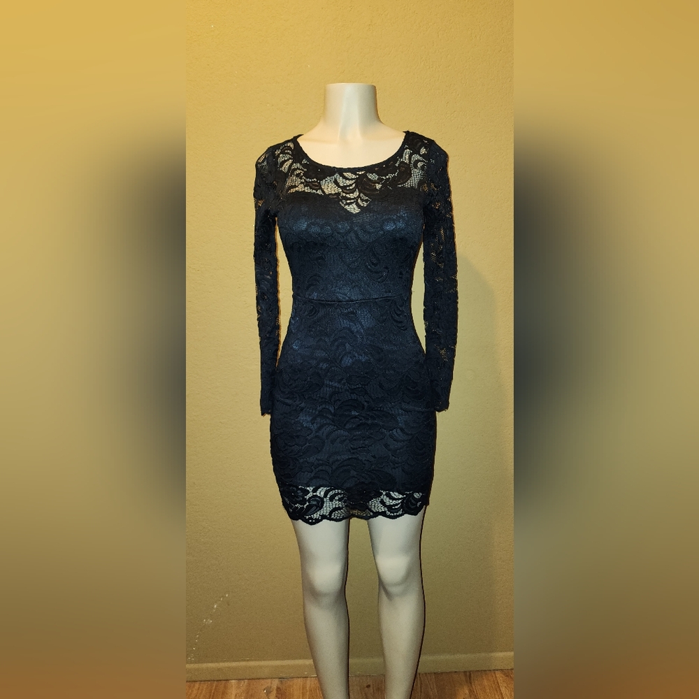 Ambiance Little Black Lace Dress Size S
